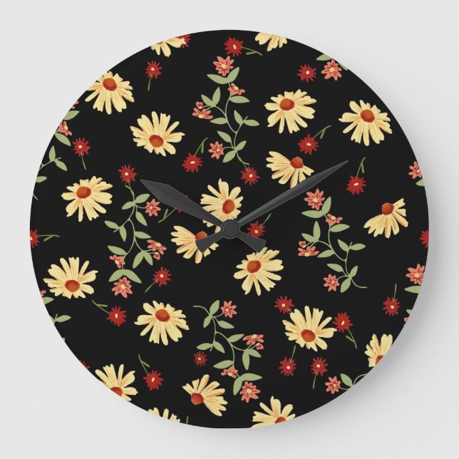 Autumn Sunflowers: Red-Orange Harmony. Large Clock (Front)