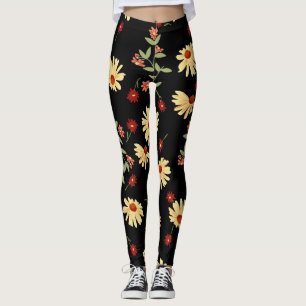 Autumn Sunflowers: Red-Orange Harmony. Leggings