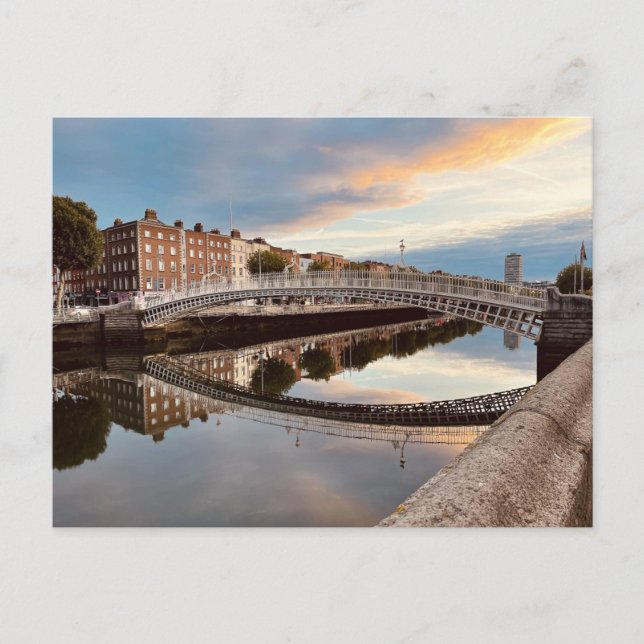 Autumn Sunrise at Ha'Penny Bridge, Dublin Postcard (Front)