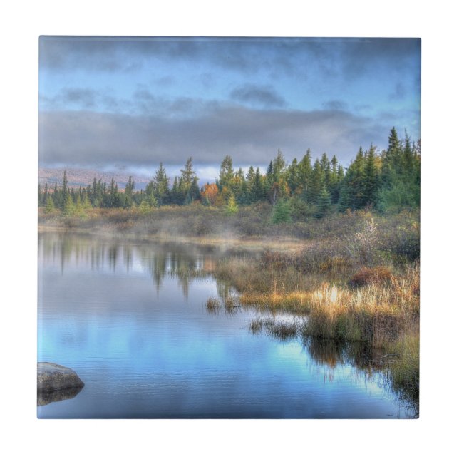 Autumn Sunrise at Moosehead Lake Maine Tile (Front)