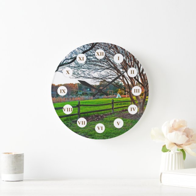 Autumn Sunset by Shirley Taylor Large Clock (Home)