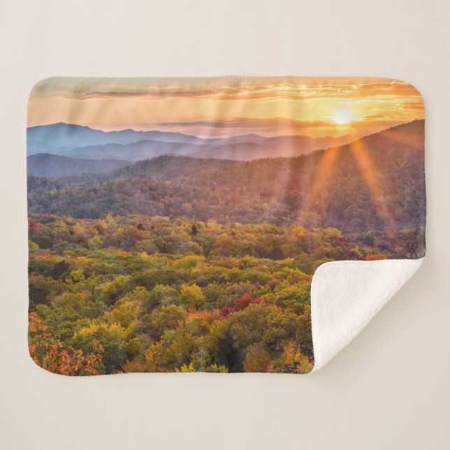 Autumn Sunset from Beacon Heights Sherpa Blanket (Front (Horizontal))