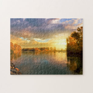 Autumn Sunset on the River. Jigsaw Puzzle