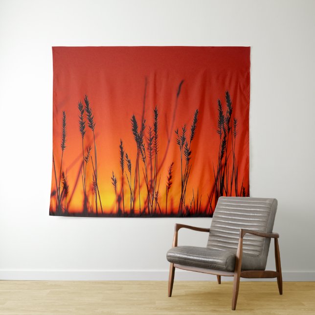 Autumn Sunset Silhouette Wall Tapestry (In Situ (Horizontal))