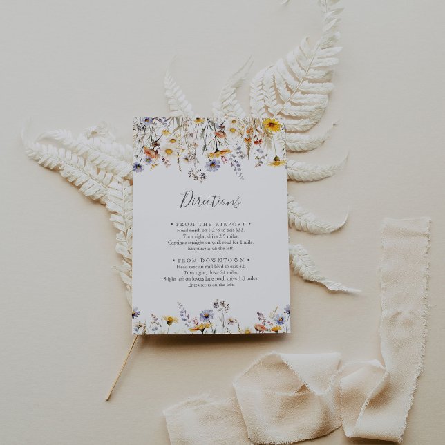 Autumn Sunshine Wildflower Wedding Directions Enclosure Card (Creator Uploaded)