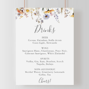  Autumn Sunshine Wildflower Wedding Drinks Menu  Poster