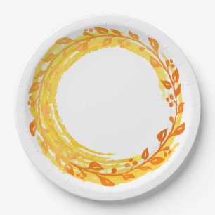 Autumn Swirl Wreath in Fall Colours Paper Plate