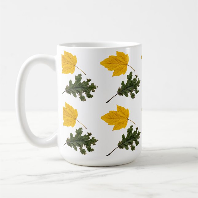 Autumn Symmetry Leaf Pattern Coffee Mug (Left)