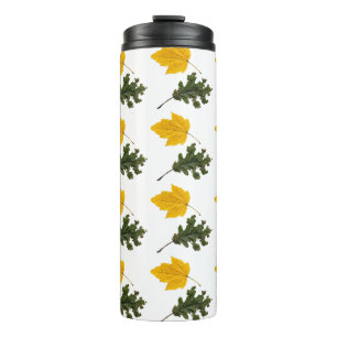 Autumn Symmetry Leaf Pattern Thermal Tumbler