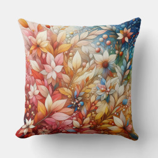 “Autumn Symphony: A Floral Illustration” Throw Pillow