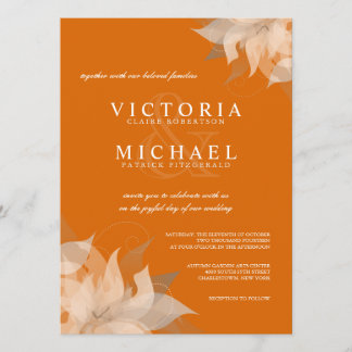 Autumn Tangerine Floral Wedding Invitations