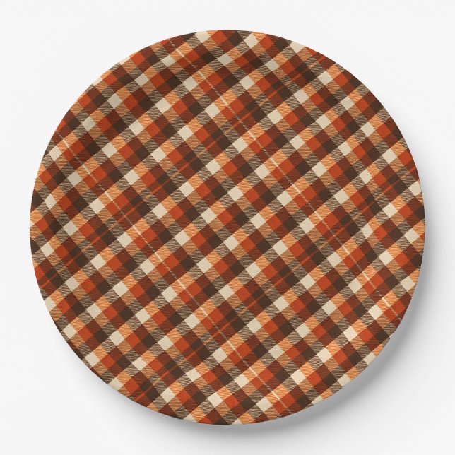 Autumn Tartan Plaid Pattern | Rustic Fall  Paper Plate (Front)