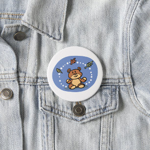 Autumn Teddy Bear 3 Inch Round Button