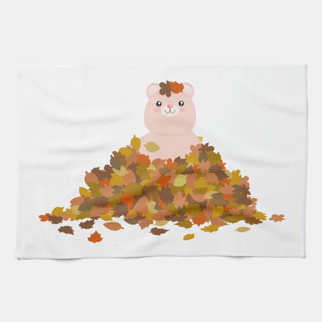 Autumn Teddybear 2 Kitchen Towel (Horizontal)