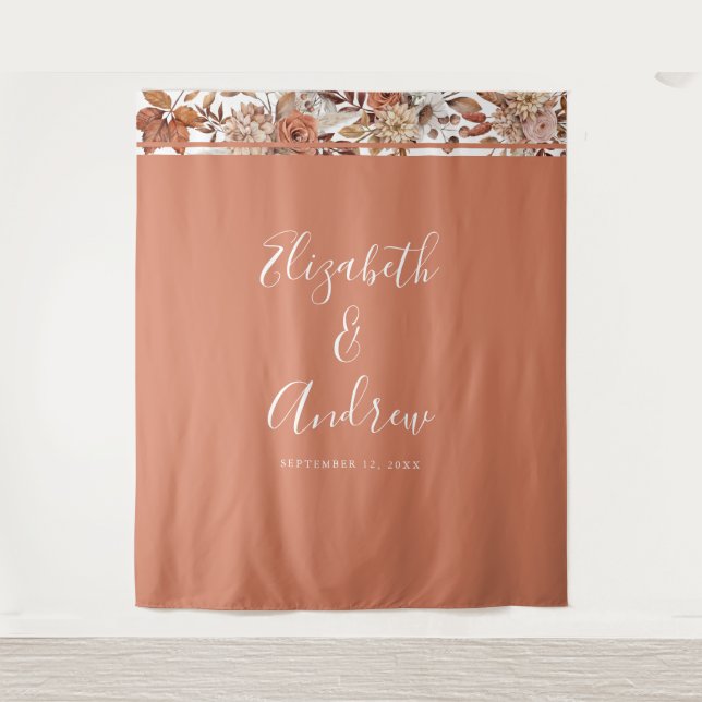 Autumn Terracotta Boho Wedding Photo Tapestry (Front)