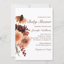 Autumn Terracotta Rust Floral Baby Shower