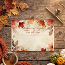 Autumn Terracotta Watercolor Floral Rustic Wedding