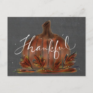 Autumn "Thankful" Pumpkin Postcard