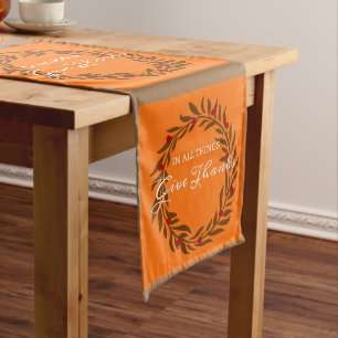Autumn Thankful Wreath Message Long Table Runner