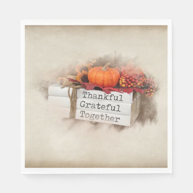 Autumn Thanksgiving Books Napkin (Front)