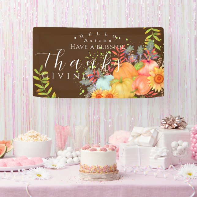 Autumn Thanksgiving Brown Banner (Party)