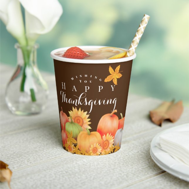 Autumn Thanksgiving Brown Paper Cups (Insitu)