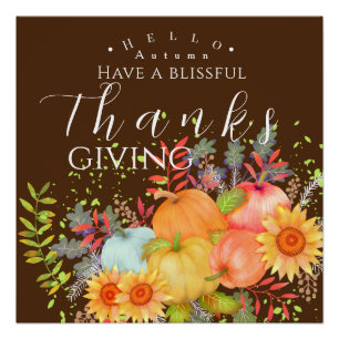 Autumn Thanksgiving Brown Poster