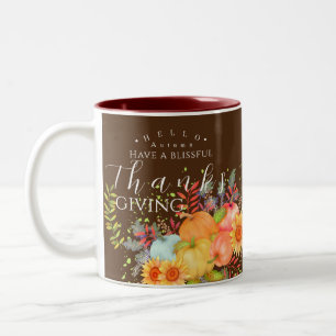 Autumn Thanksgiving Brown Two-Tone Coffee Mug