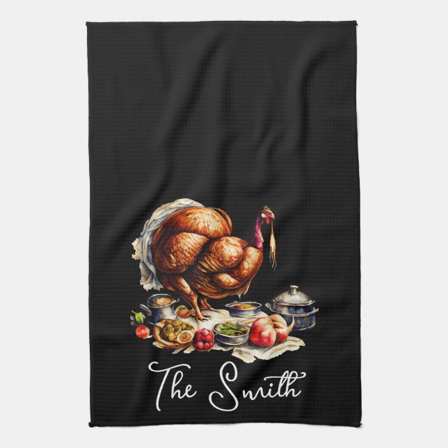 Autumn Thanksgiving Cooking Crew | Fall Holiiday Kitchen Towel (Vertical)