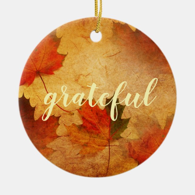 Autumn Thanksgiving Holiday Custom Ceramic Ornament (Front)