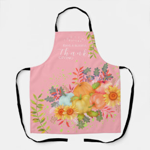 Autumn Thanksgiving Pink Apron