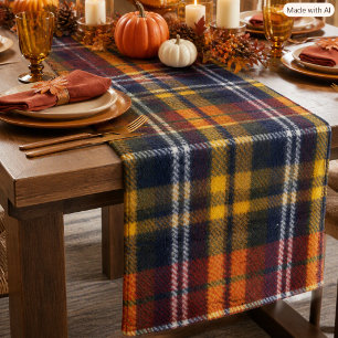 Autumn Thanksgiving Tartan Cozy Holiday Décor Short Table Runner