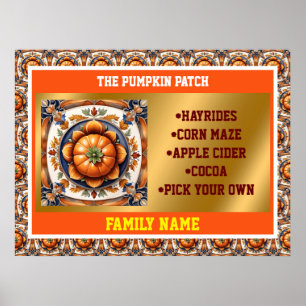Autumn Thanksgiving Trendy Pumpkin Collection Poster