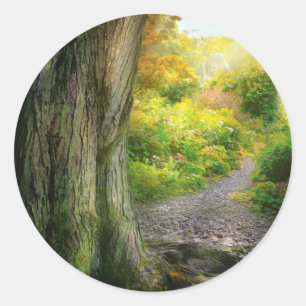 Autumn - The path to grannies house Classic Round Sticker