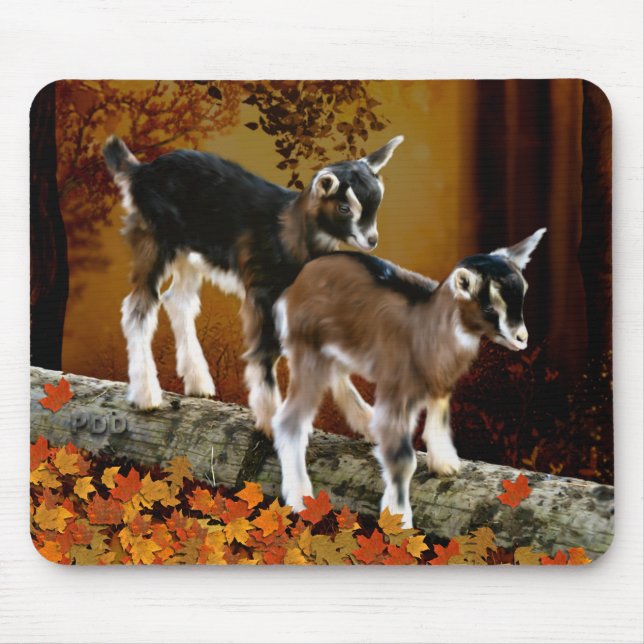 Autumn Theme Baby Goats Mouse Pad (Front)