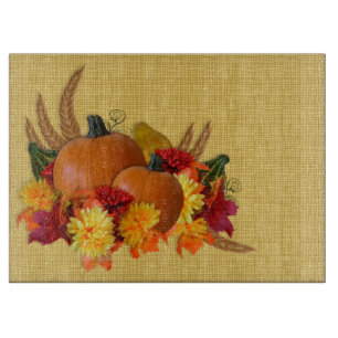 Autumn theme glass cutting board