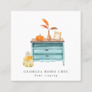 Autumn Theme   Home Staging or Interior Design  Square Business Card