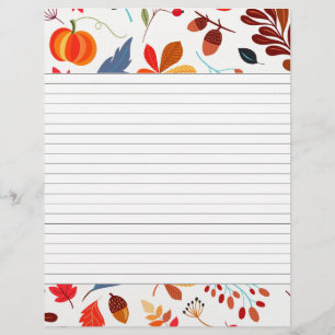 Autumn Theme Lined Recipe Page