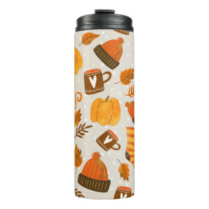 Autumn Theme Seamless Pattern Tile Thermal Tumbler