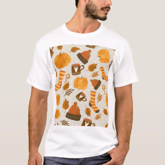 Autumn Theme Seamless Tile Pattern T-Shirt