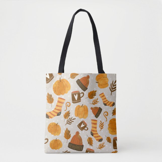 Autumn Theme Seamless Tile Pattern Tote Bag (Front)