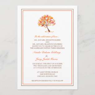 Autumn Theme Tree Flat Wedding Invitation