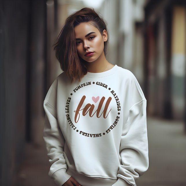 AUTUMN THEMED FALLING LEAVES, PUMPKIN, CIDER SWEATSHIRT (Creator Uploaded)