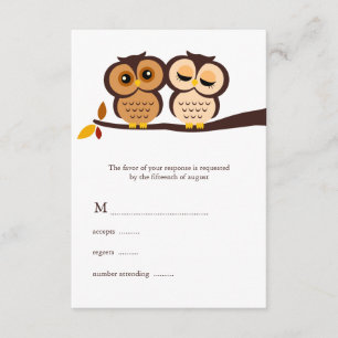 Autumn Themed Owls Wedding RSVP Card