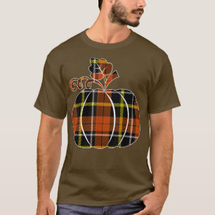 Autumn themed Plaid Pattern Pumpkin Halloween Than T-Shirt