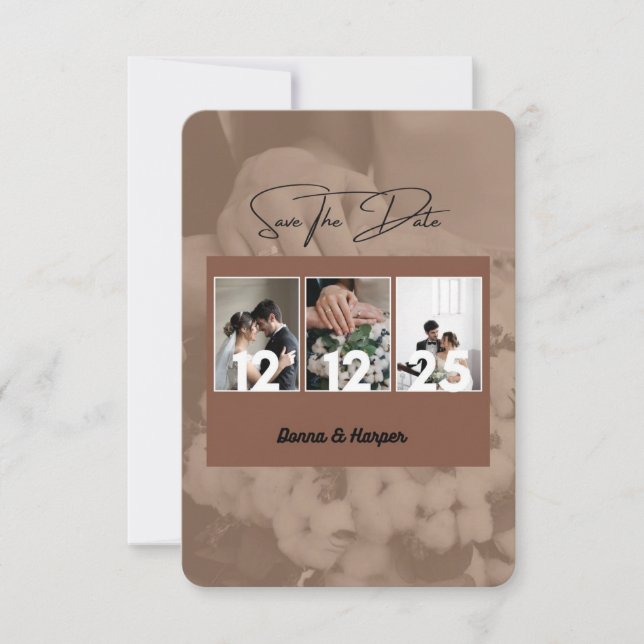 Autumn Themed Wedding Save the Date Card (Front)