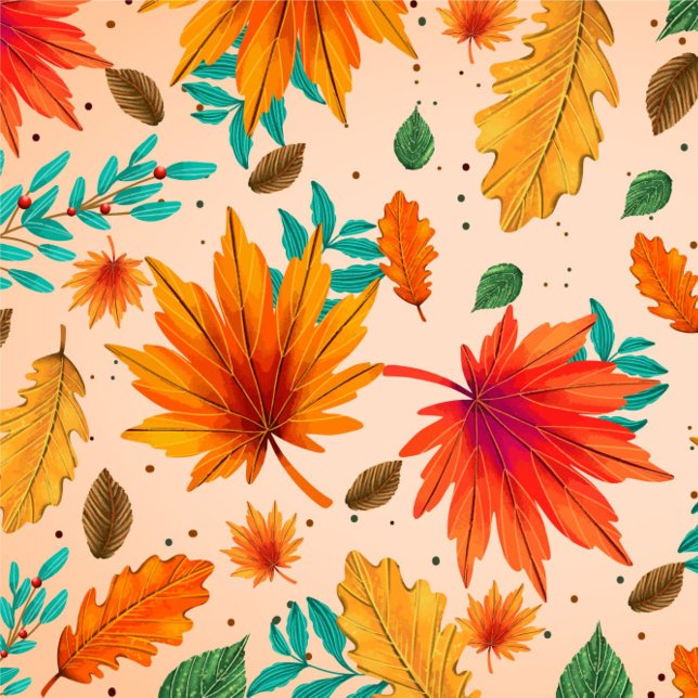 Autumn Throw Pillow ( Autumn leaves and berries, watercolor style!)