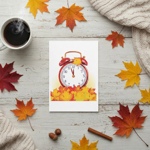 Autumn Time Change Fall Leaves And Retro Clock  Invitation