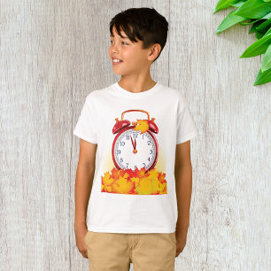 Autumn Time Change Fall Leaves And Retro Clock  T-Shirt
