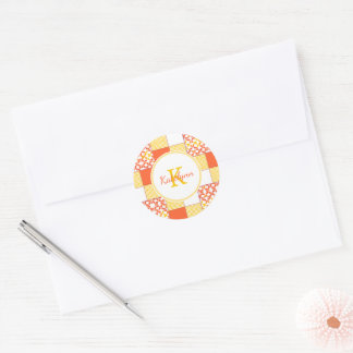 Autumn Tints Quilt Pattern Classic Round Sticker